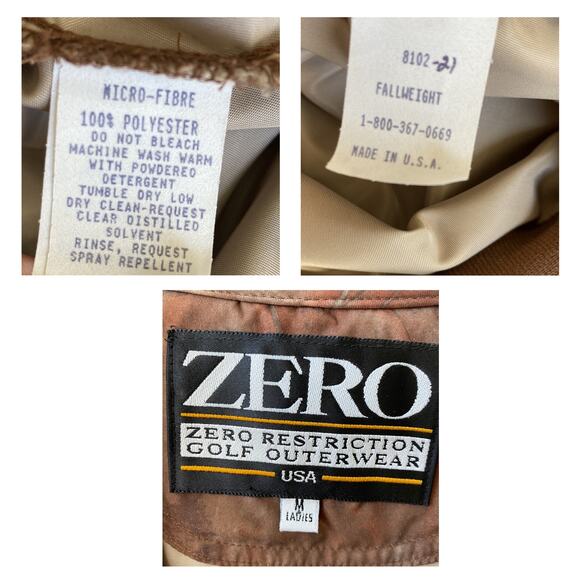 Vintage Zero Restriction Floral Golf Jacket Women M Brown Old Money Made in USA - Picture 7 of 8